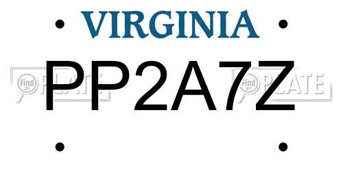 PP2A7Z Virginia License Plate