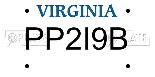PP2I9B Virginia License Plate