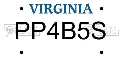 PP4B5S Virginia License Plate