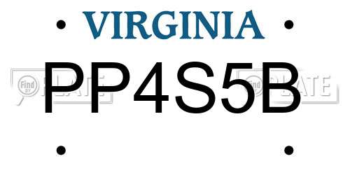 PP4S5B Virginia License Plate