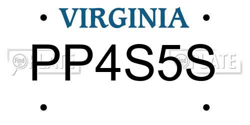 PP4S5S Virginia License Plate