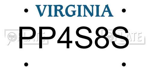 PP4S8S Virginia License Plate