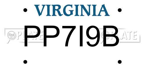PP7I9B Virginia License Plate