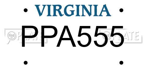 PPA555 Virginia License Plate