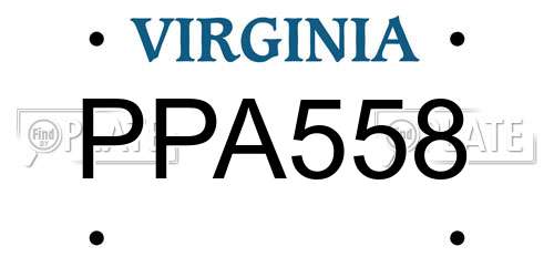 PPA558 Virginia License Plate