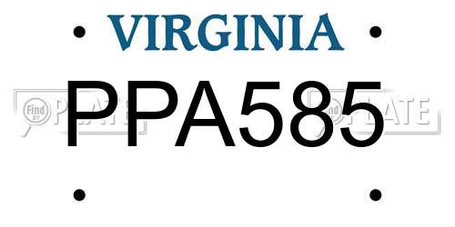 PPA585 Virginia License Plate