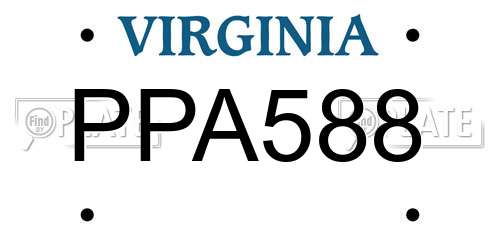 PPA588 Virginia License Plate