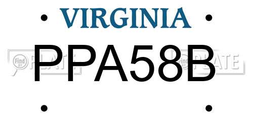 PPA58B Virginia License Plate