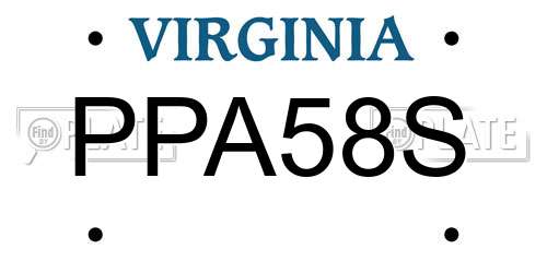 PPA58S Virginia License Plate