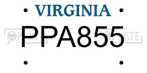 PPA855 Virginia License Plate