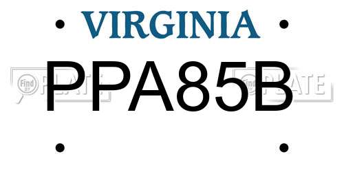 PPA85B Virginia License Plate