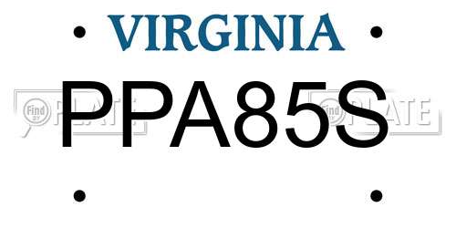 PPA85S Virginia License Plate