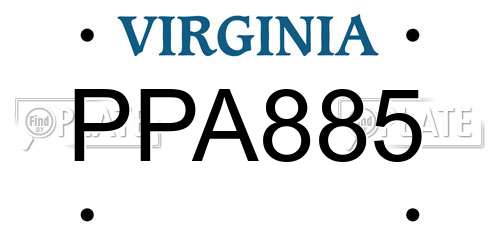 PPA885 Virginia License Plate