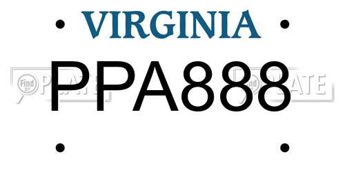 PPA888 Virginia License Plate