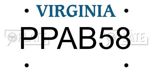 PPAB58 Virginia License Plate