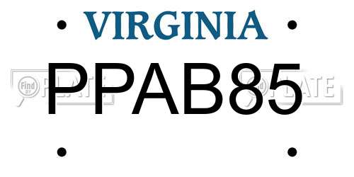 PPAB85 Virginia License Plate