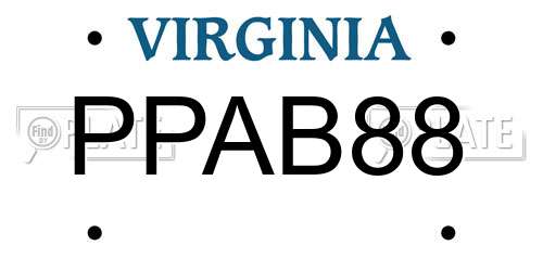 PPAB88 Virginia License Plate