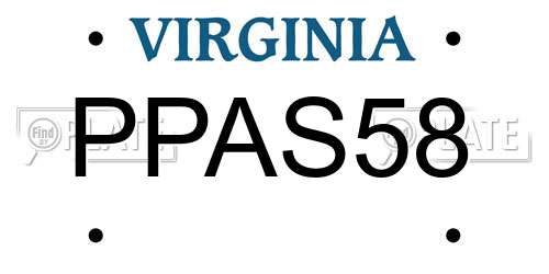 PPAS58 Virginia License Plate