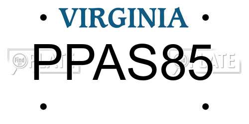 PPAS85 Virginia License Plate