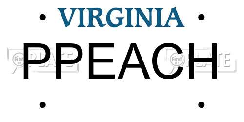 PPEACH Virginia License Plate