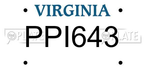 PPI643 Virginia License Plate