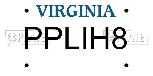 PPLIH8 Virginia License Plate