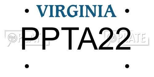 PPTA22 Virginia License Plate