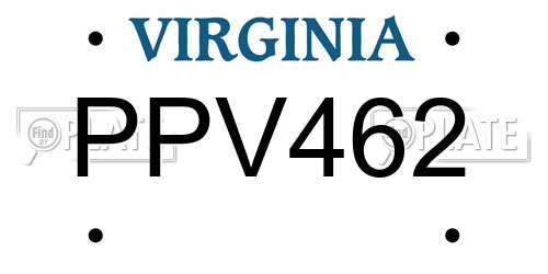 PPV462 Virginia License Plate