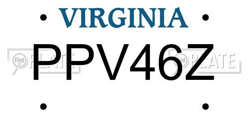PPV46Z Virginia License Plate