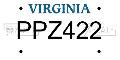 PPZ422 Virginia License Plate