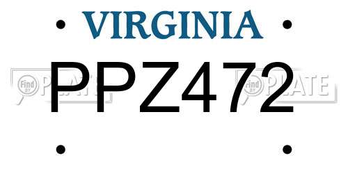 PPZ472 Virginia License Plate