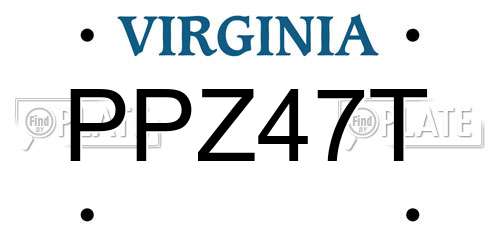 PPZ47T Virginia License Plate