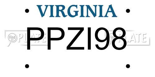 PPZI98 Virginia License Plate