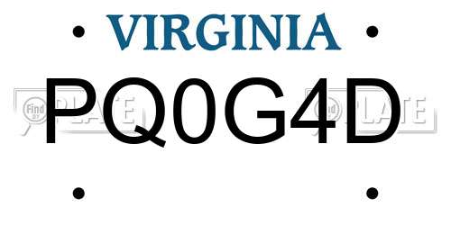 PQ0G4D Virginia License Plate