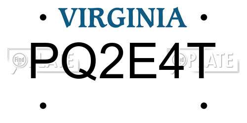 PQ2E4T Virginia License Plate