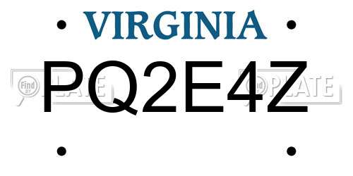 PQ2E4Z Virginia License Plate
