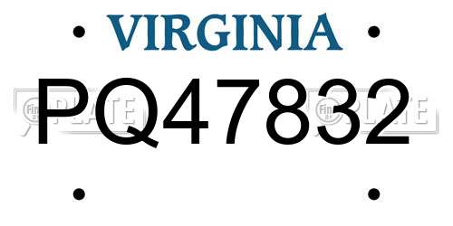 PQ47832 Virginia License Plate