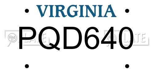 PQD640 Virginia License Plate