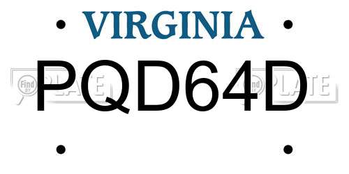 PQD64D Virginia License Plate