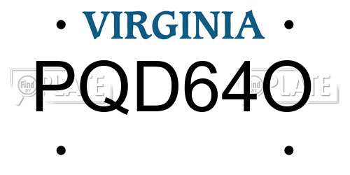 PQD64O Virginia License Plate