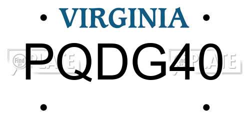 PQDG40 Virginia License Plate