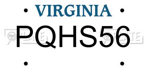 PQHS56 Virginia License Plate