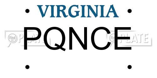 PQNCE Virginia License Plate