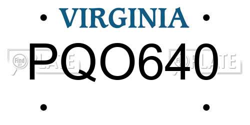 PQO640 Virginia License Plate