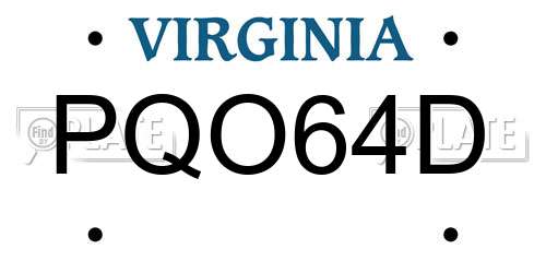 PQO64D Virginia License Plate