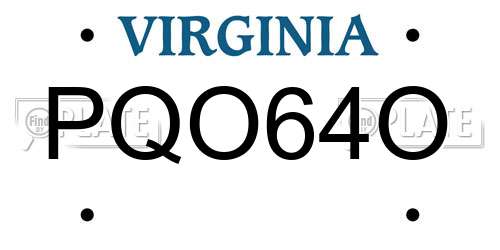 PQO64O Virginia License Plate