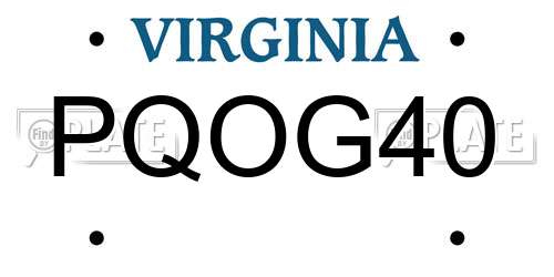 PQOG40 Virginia License Plate