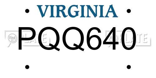 PQQ640 Virginia License Plate