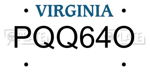 PQQ64O Virginia License Plate