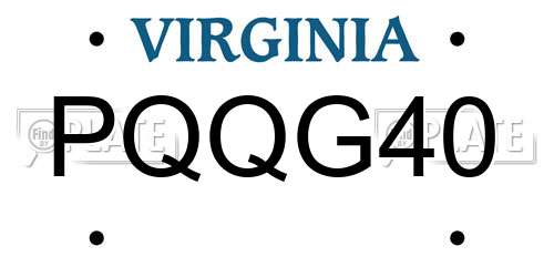 PQQG40 Virginia License Plate